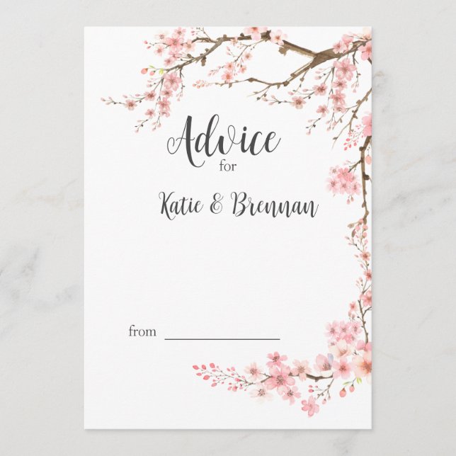 Cherry Blossom Wedding  Advice Card (Front)