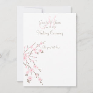 Cherry Blossom Wedding Church Programs Invitation