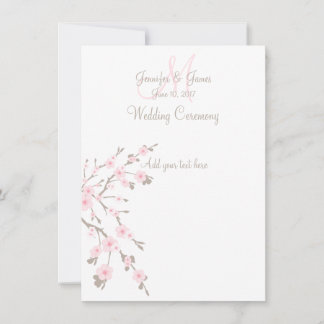 Cherry Blossom Wedding Church Programs Invitation