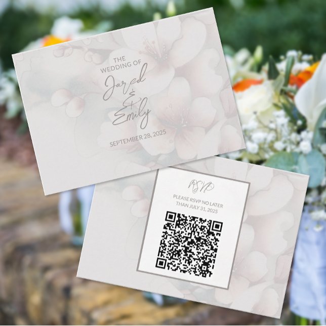 Cherry Blossom Wedding Enclosure Card with QR Code (Creator Uploaded)