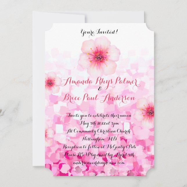 Cherry blossom wedding  invitation (Front)