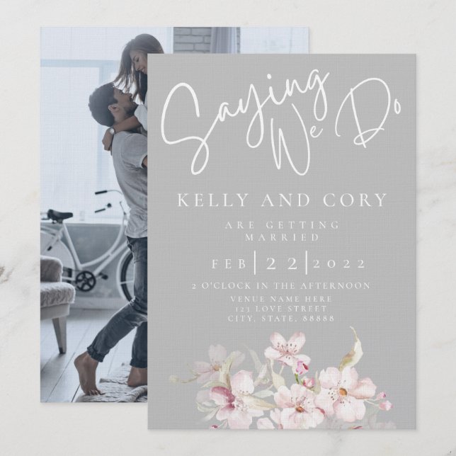 Cherry Blossom Wedding Invitation (Front/Back)