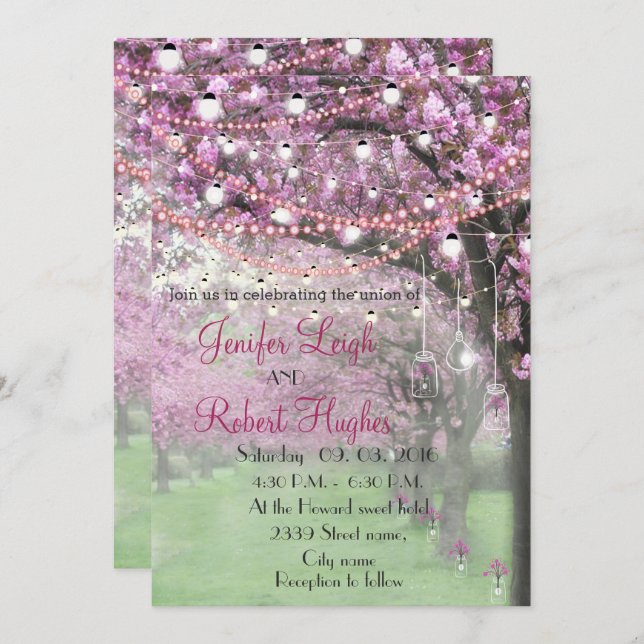 Cherry blossom  wedding invitation (Front/Back)