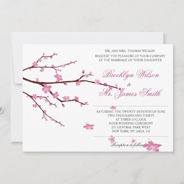 Cherry Blossom Wedding Invitation (Front)