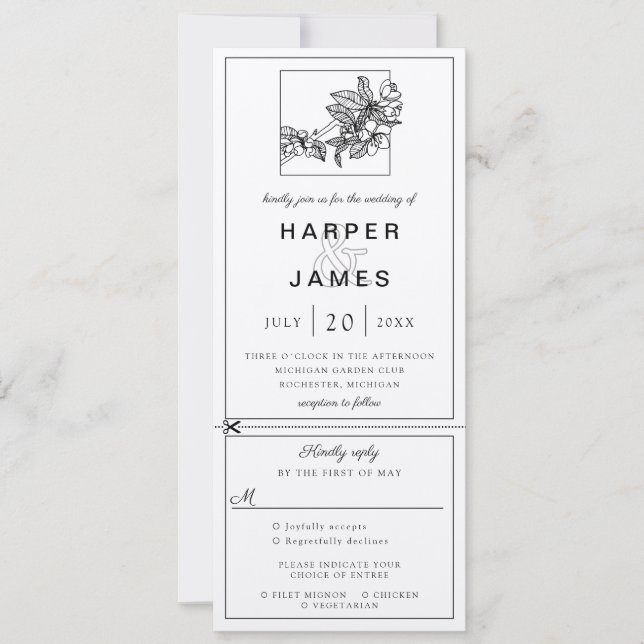 Cherry blossom wedding invitation w rsvp attached (Front)