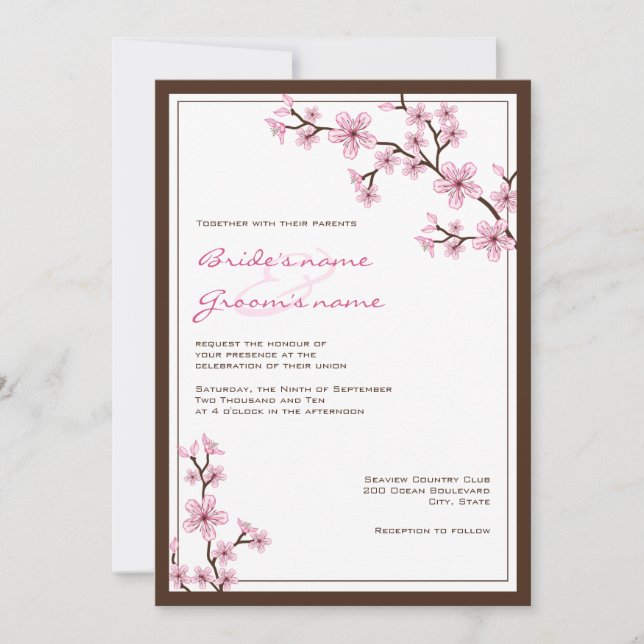 Cherry Blossom Wedding Invitations (Front)