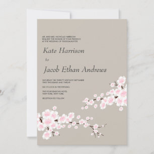 Cherry Blossom Wedding Invite // Khaki