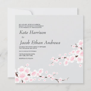 Cherry Blossom Wedding Invite // Silver