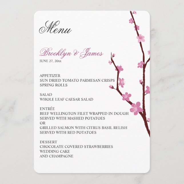 Cherry Blossom Wedding Menu (Front)