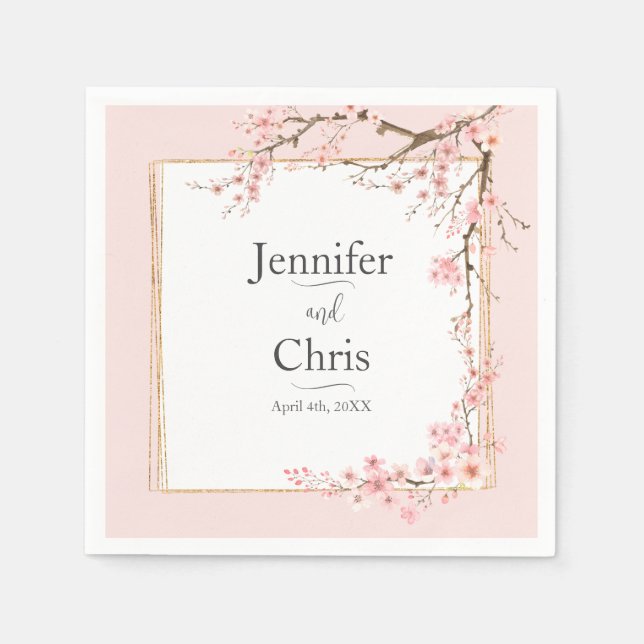 Cherry Blossom Wedding Napkin (Front)