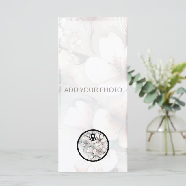 Cherry Blossom Wedding Photo Announcement QR Code (Standing Front)