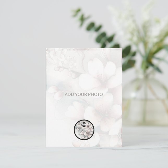 Cherry Blossom Wedding Photo Announcement QR Code (Standing Front)