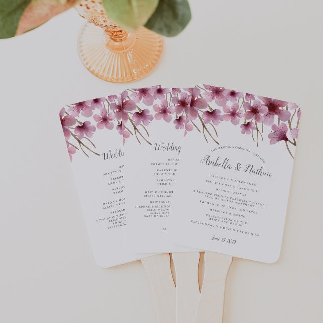 Cherry Blossom Wedding Program Hand Fan (Creator Uploaded)