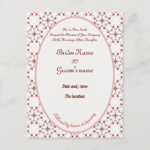 cherry blossom wedding red and white elegant invit postcard