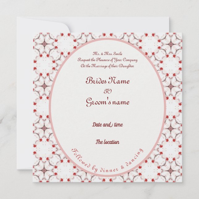 cherry blossom wedding red and white elegant invitation (Front)