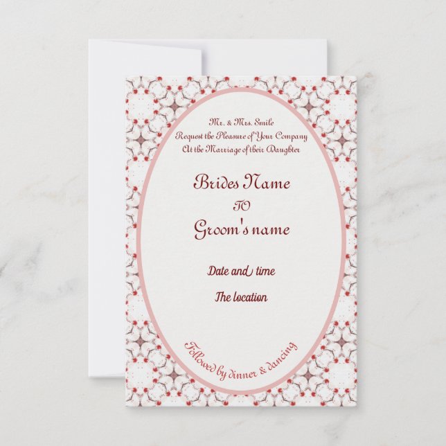 cherry blossom wedding red and white elegant invitation (Front)