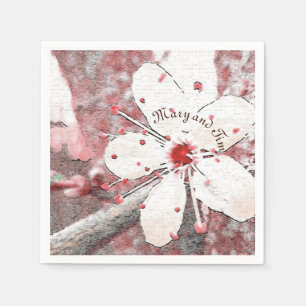 cherry blossom wedding red and white elegant napkin