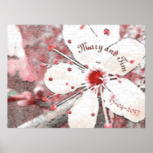 cherry blossom wedding red and white elegantsakura poster