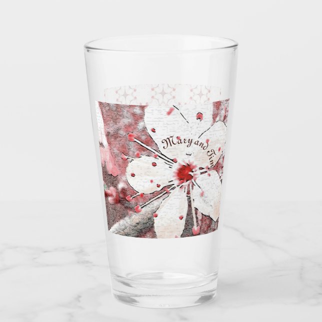 cherry blossom wedding red white sakura elegant glass (Front)