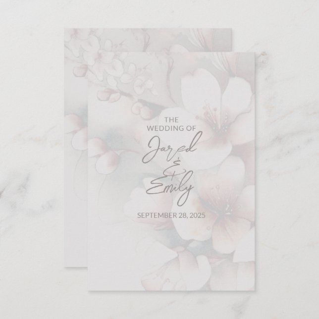 Cherry Blossom Wedding RSVP Card (Front/Back)