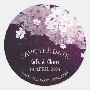 Cherry Blossom Wedding Save the Date Classic Round Sticker