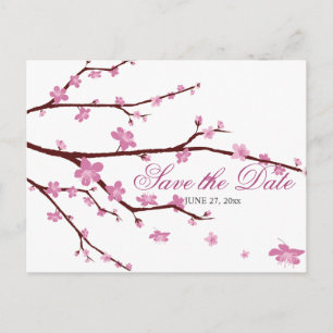 Cherry Blossom Wedding Save The Date Postcards