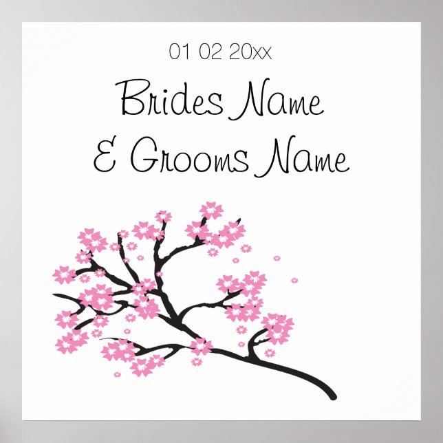 Cherry Blossom Wedding Souvenirs Gifts Giveaways Poster (Front)