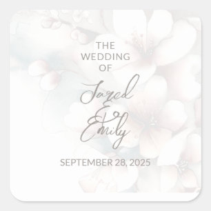 Cherry Blossom Wedding Square Sticker