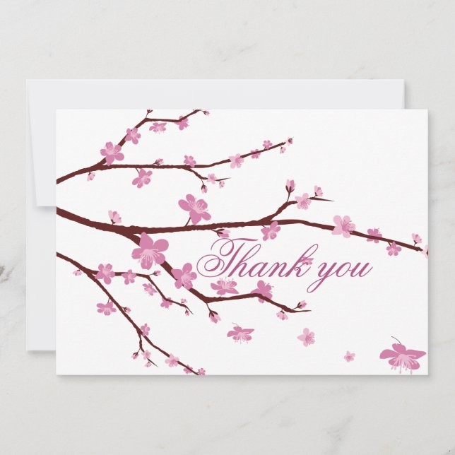 Cherry Blossom Wedding Thank You Cards (Front)