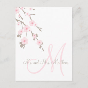 Cherry Blossom Wedding Thank You Cards Front