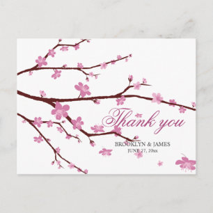 Cherry Blossom Wedding Thank You Postcards