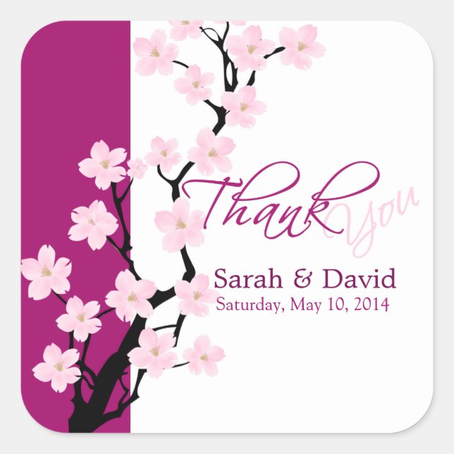 Cherry Blossom | Wedding Thank You Sticker (Front)