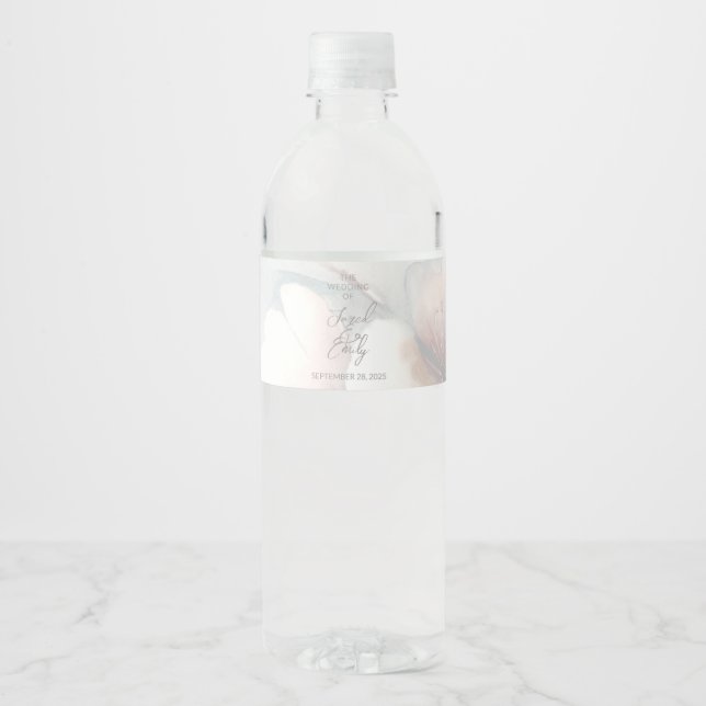 Cherry Blossom Wedding Water Bottle Label (Front)