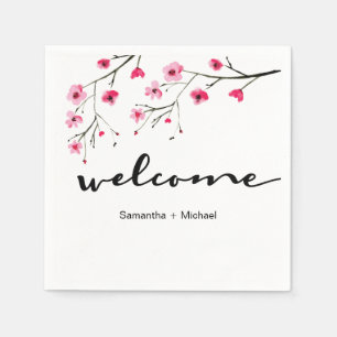Cherry blossom Wedding Welcome dinner Napkin
