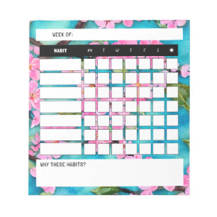 Cherry Blossom Weekly Habit Tracker Notepad