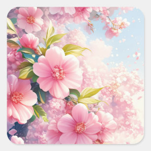 Cherry Blossom Whispers of Spring Square Sticker