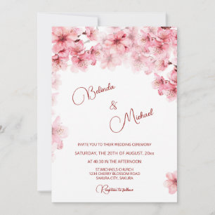  Cherry Blossom White  Wedding Invitation