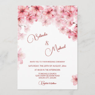  Cherry Blossom White  Wedding Invitation