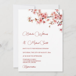 Cherry Blossom White  Wedding Invitation