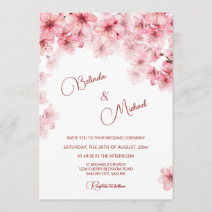 Cherry Blossom White Wedding Invitation
