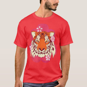 Cherry Blossom Wild Animal Lover Sakura Asian Cat T-Shirt