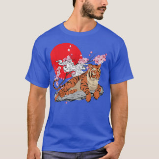 Cherry Blossom Wild Cat Animal Lover Sakura Asian T-Shirt