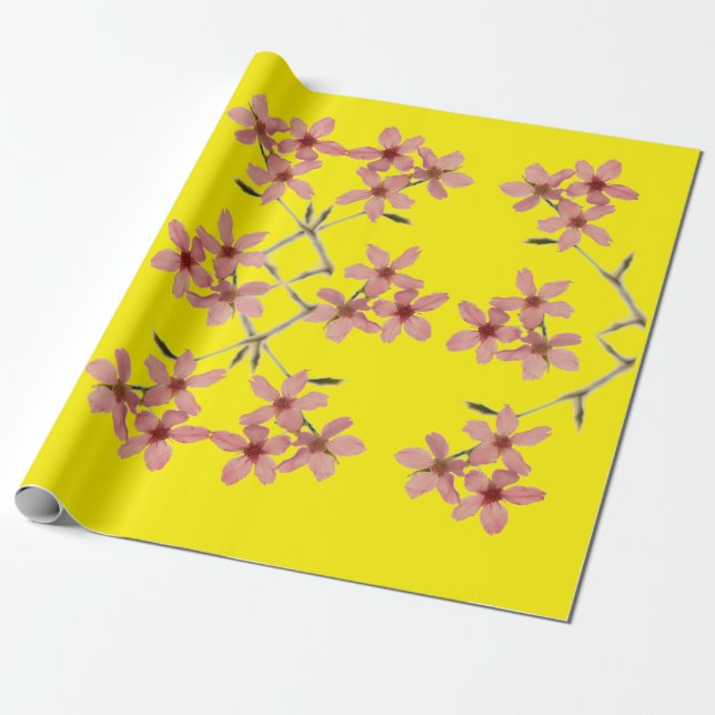 Cherry Blossom Wrapping Paper (Unrolled)