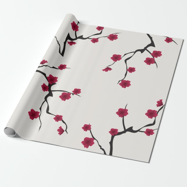 Cherry Blossom Wrapping Paper (Unrolled)