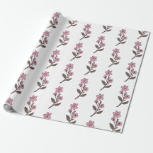 Cherry Blossom Wrapping Paper - White Pattern