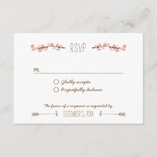 Cherry Blossom Wreath Boho Rustic Wedding RSVP Card