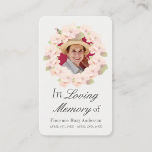 Cherry Blossom Wreath Sympathy Memorial Photo Card