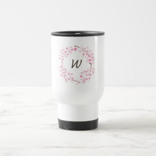 Cherry blossom wreath travel mug