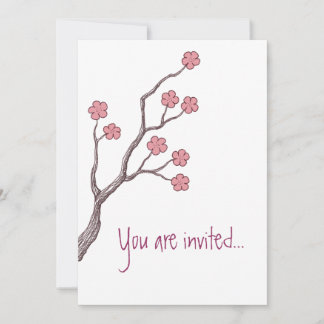 Cherry Blossom, You are invited.. Invitation pink