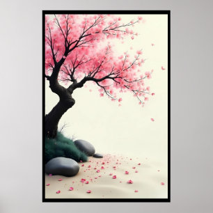 Cherry Blossom Zen Garden Poster